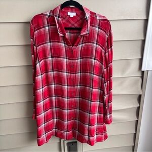J. Jill Red Plaid Button Down Shirt